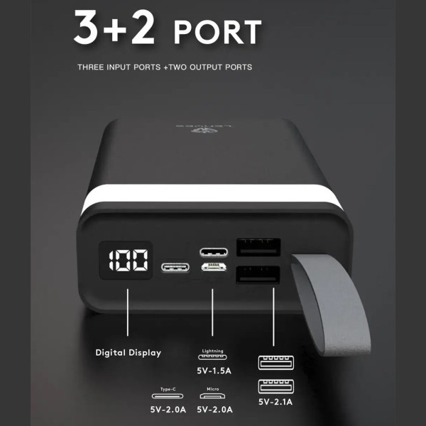 PX391 внешний аккумулятор 30000 mAh Power bank зарядное устройство повербанк тайп си и юсб Lightning