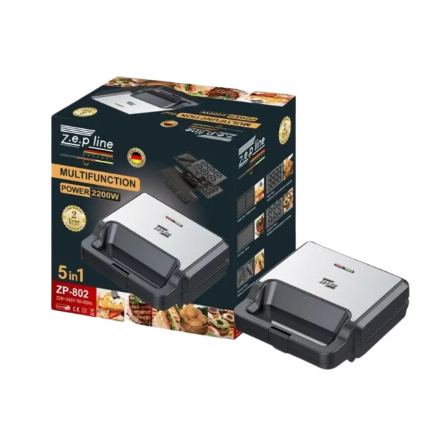 Вафельниця 5в1 Zepline 2200W ZP-802 Мультимейкер зі змінними панелями для сендвічів пончиків гриль горішниця