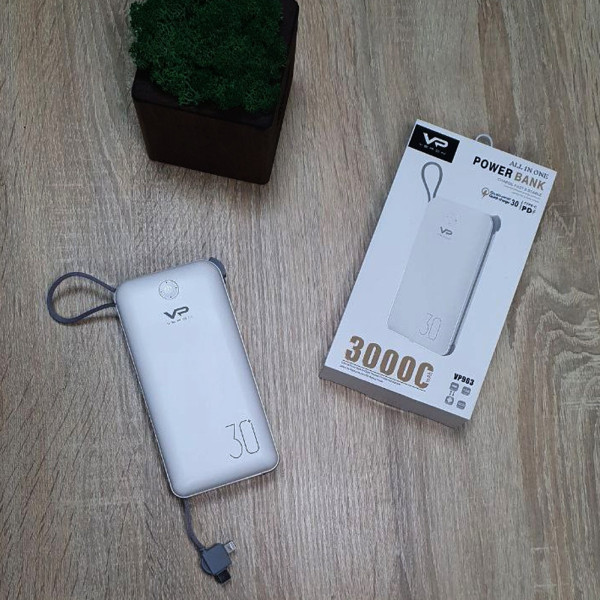 Powerbank Портативный Повербанк Veron 30000mAh Пауэрбанк для зарядки телефона Micro Type-c Lightning павербенк