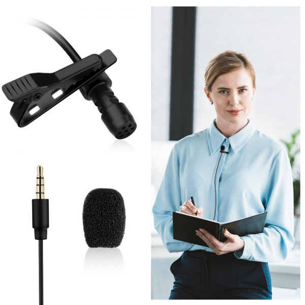 Микрофон петличный для записи звука Петличка блогерская для смартфона Mic M-01 jack 3.5 мм с клипсой стерео