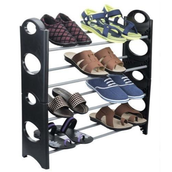 Полка органайзер для обуви стеллаж shoe rack складная стойка подставка черная обувница