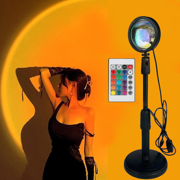 Светильник проекционный Sunset Lamp RGB с пультом на штативе USB проектор атмосферная лампа разноцветная