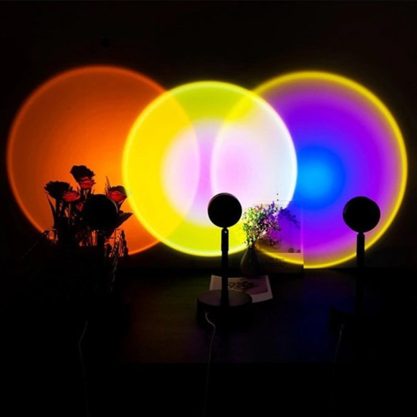 Светильник проекционный Sunset Lamp RGB с пультом на штативе USB проектор атмосферная лампа разноцветная