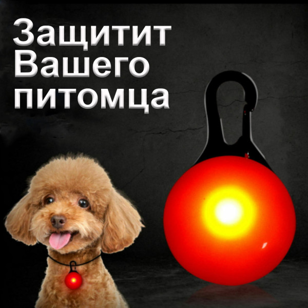 Светодиодный LED фонарик для собак на ошейник Кулон брелок безопасности светящийся на поводок Multibrand Светодиодный LED фонарик для собак на ошейник Кулон брелок безопасности светящийся на поводок Multibrand