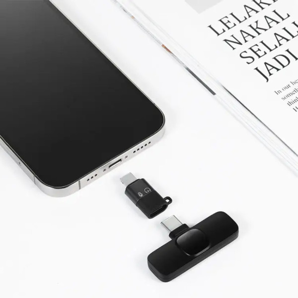 Петличний бездротовий мікрофон 2в1 з шумозаглушенням NeePho N8 Plus для телефонів з ресивером iPhone/TypeC Петличний бездротовий мікрофон 2в1 з шумозаглушенням NeePho N8 Plus для телефонів з ресивером iPhone/TypeC