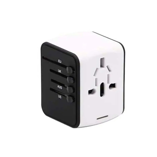 Универсальный сетевой адаптер для путешествий Adapter Travel Переходник для всех типов розеток USB Белый