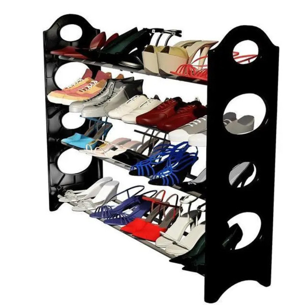 Полка органайзер для обуви стеллаж shoe rack складная стойка подставка черная обувница