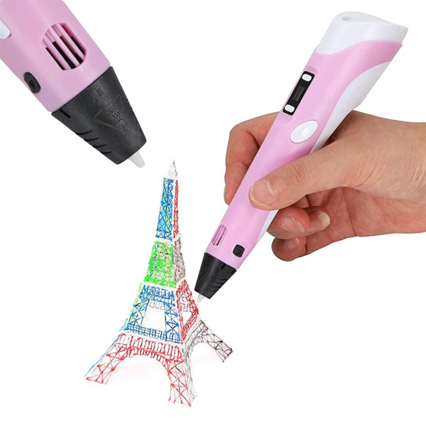 3D Ручка для дітей 3Д ручка 3-го покоління з дисплеєм LCD Pen 3 Набір з Еко Пластиком та трафаретом рожева 3D Ручка для дітей 3Д ручка 3-го покоління з дисплеєм LCD Pen 3 Набір з Еко Пластиком та трафаретом рожева