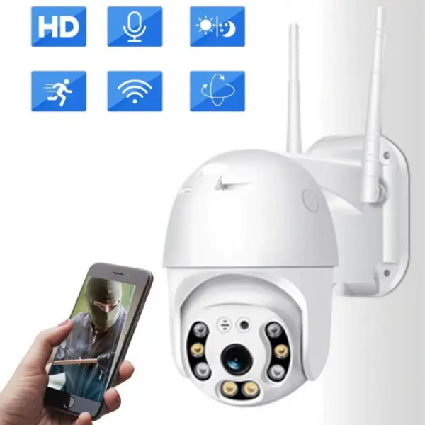 Поворотная уличная IP камера видеонаблюдения PTZ WiFi xm 2mp с удаленным доступом белая Поворотная уличная IP камера видеонаблюдения PTZ WiFi xm 2mp с удаленным доступом белая