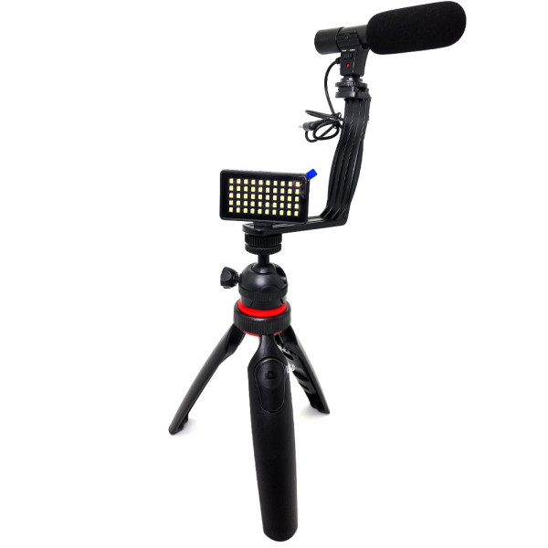 Набор для блогера Vlogger Kit штатив крепление для телефона микрофон LED свет комплект для видео со штативом
