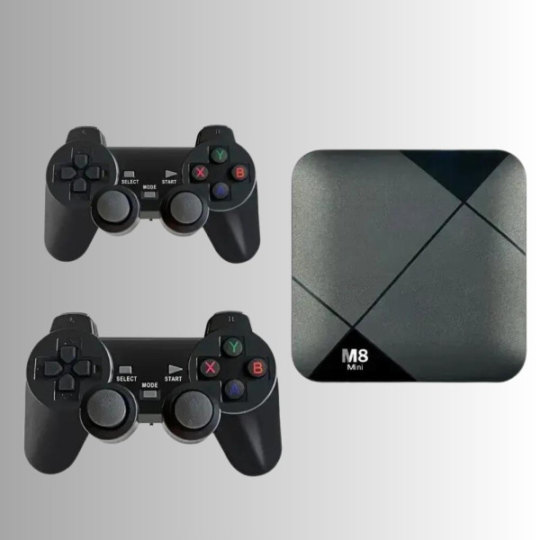 Игровая ТВ приставка консоль M8 mini 4K к Android телевизору с встроенным эмулятором ретро игр и джойстиками Игровая ТВ приставка консоль M8 mini 4K к Android телевизору с встроенным эмулятором ретро игр и джойстиками