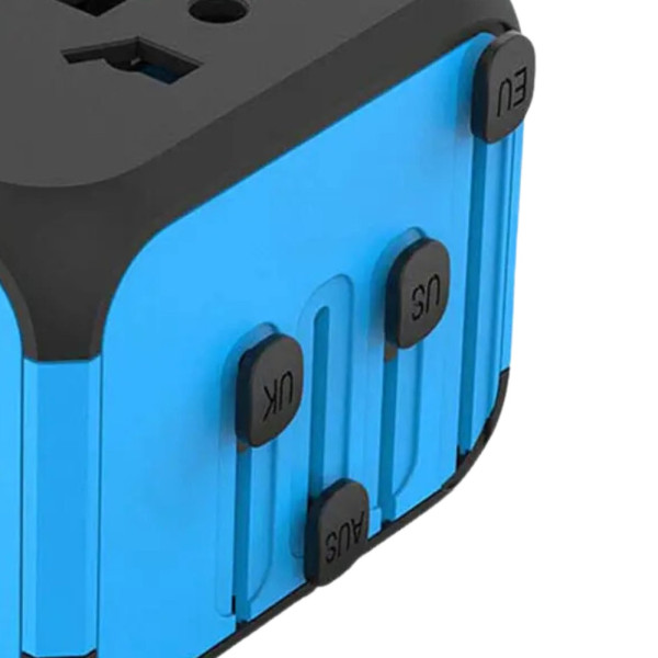 Универсальный сетевой  USB адаптер для путешествий и дома Adapter Travel ORIGINAL Переходник для розеток Синий