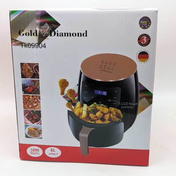 Аерофрітюрниця безмасляна Gold Diamond TK09904 фритюрниця без олії 6л 3200Вт сенсорна з таймером Аерофрітюрниця безмасляна Gold Diamond TK09904 фритюрниця без олії 6л 3200Вт сенсорна з таймером