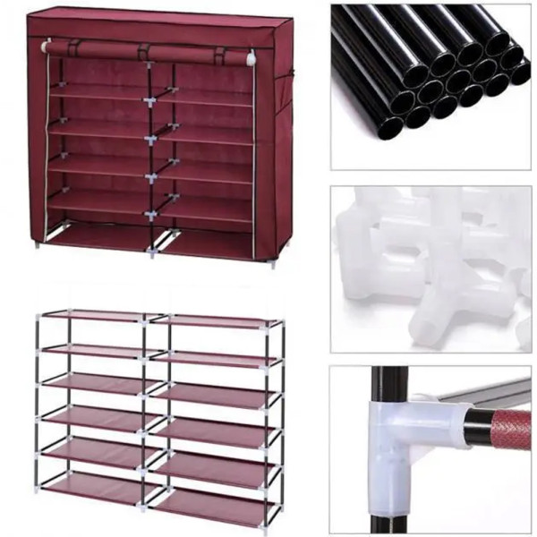 Тканевый шкаф для хранения обуви складная полка органайзер Shoe Cabinet каркасный стеллаж в прихожую