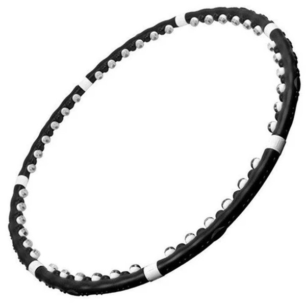 Массажный обруч хулахуп разборной Massaging Hula Hoop Exerciser с магнитами черный для фитнеса похудения талии