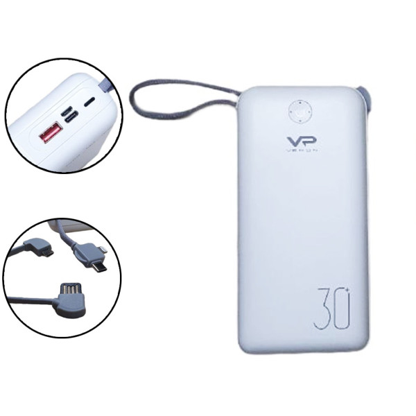Powerbank Портативный Повербанк Veron 30000mAh Пауэрбанк для зарядки телефона Micro Type-c Lightning павербенк
