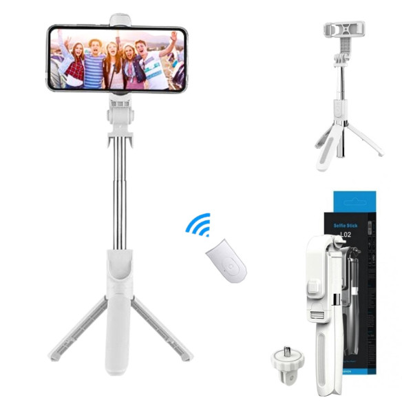 Селфи трипод Bluetooth Selfie Stick L02 Штатив селфи-палка беспроводной монопод для смартфона Белый