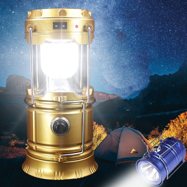 Ручной фонарь SH-5800T на солнечной батарее 1W+6LED лампа для кемпинга компактная с зарядкой от USB