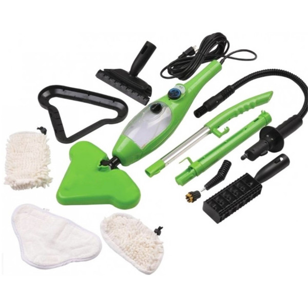 Швабра паровая 5 в 1 H2O Steam Cleaner Mop X5 пароочиститель электрошвабра универсальная Зеленая