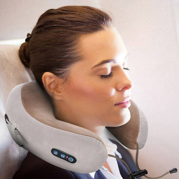 Массажная подушка для шеи U Shaped Massage Pillow Brown Массажер подкова ИК подогрев вибрация массаж роликовая Массажная подушка для шеи U Shaped Massage Pillow Brown Массажер подкова ИК подогрев вибрация массаж роликовая