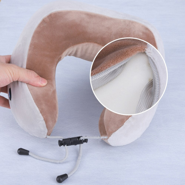 Массажная подушка с вибрацией эффектом памяти подкова U-Shaped Upgrade Vibration Pillow виброподушка массажер