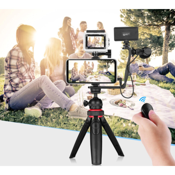 Набор для блогера Vlogger Kit штатив крепление для телефона микрофон LED свет комплект для видео со штативом