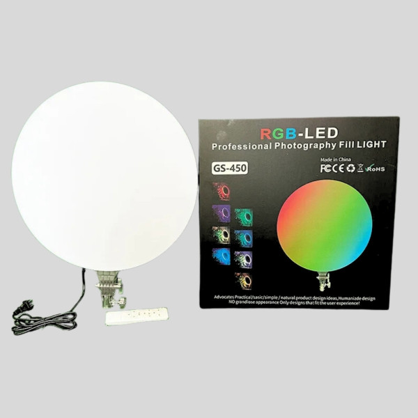 Круглая светодиодная лампа 45см цветная с пультом RGB-LED Fill Light GS-450 портативная лампа для фото и видео Круглая светодиодная лампа 45см цветная с пультом RGB-LED Fill Light GS-450 портативная лампа для фото и видео