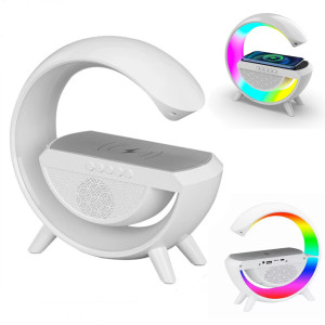 Ночник аккумуляторный с беспроводной зарядкой и Bluetooth колонкой радио для телефона RGB светильник