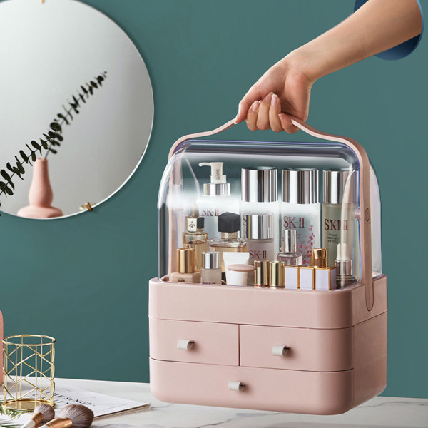 Органайзер для косметики настольный Двухъярусный бокс Cosmetic Storage Box LD-288 Розовый