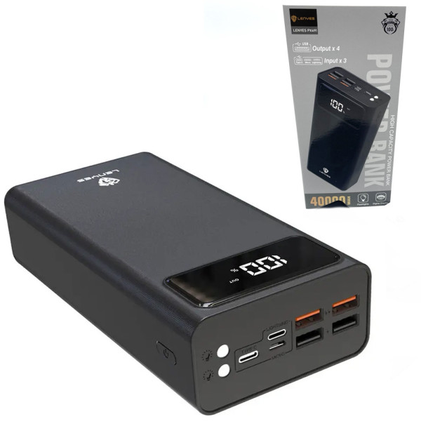Повербанк 40000 mAh Power bank Портативный PX491 Зарядное устройство для телефона Lightning Type-C 4 USB
