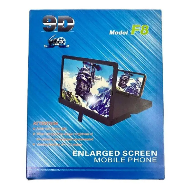 9D увеличитель экрана телефона стекло-подставка Enlarged screen F8 для мобильного 3D-лупа черная