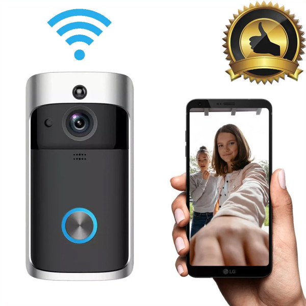Беспроводной видеозвонок с датчиком движения HD Wi-Fi Eken V5 Black Bluetoth видео звонок глазок на дверь Беспроводной видеозвонок с датчиком движения HD Wi-Fi Eken V5 Black Bluetoth видео звонок глазок на дверь