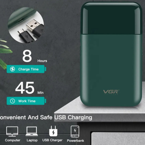 Беспроводная мини электробритва VGR V390 с выдвижным триммером для лица аккумуляторная дорожная Беспроводная мини электробритва VGR V390 с выдвижным триммером для лица аккумуляторная дорожная