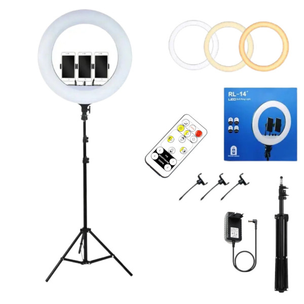 Кольцевая светодиодная LED лампа Ring Light RL-14 Набор блогера визажиста для фото и видео Селфи кольцо 36 см