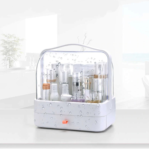 Органайзер стойка для косметики с защитой от влаги и пыли настольный Cosmetic Storage Box LD-388 Серый