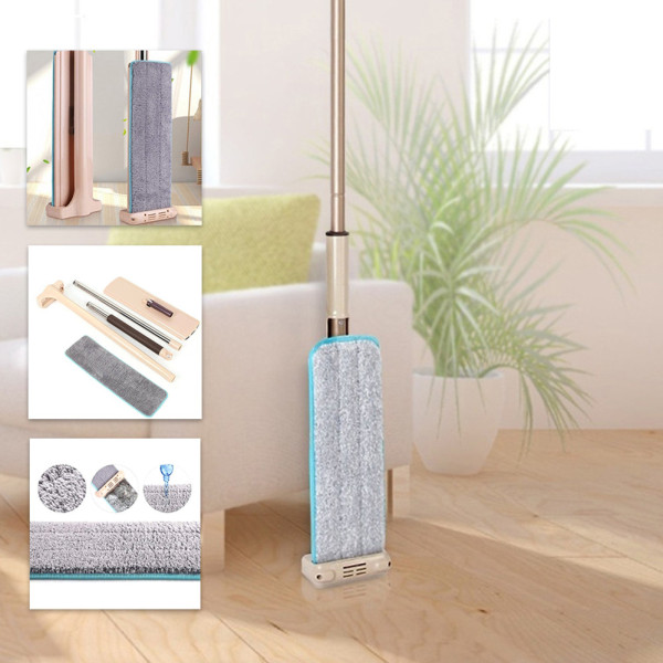 Швабра лентяйка с автоматическим вертикальным отжимом Spin Mop 360 Чудо швабра с микрофиброй для пола Бежевая
