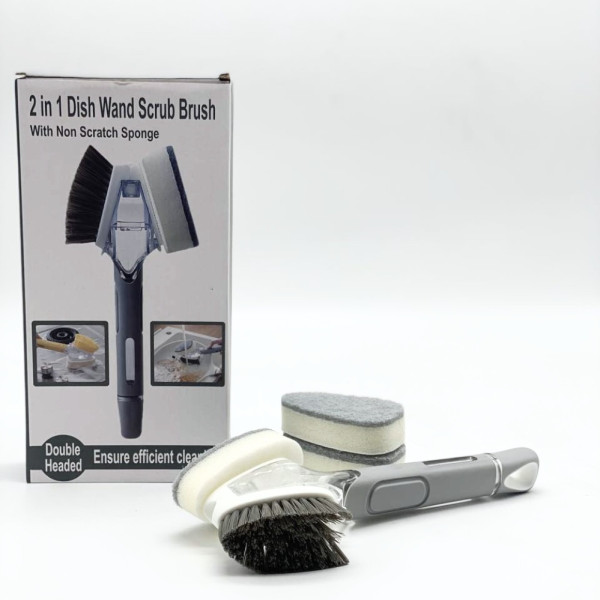 Двостороння щітка з дозатором для миття посуду Dish Wand Scrub Вrush 2в1 кухонна губка Двостороння щітка з дозатором для миття посуду Dish Wand Scrub Вrush 2в1 кухонна губка