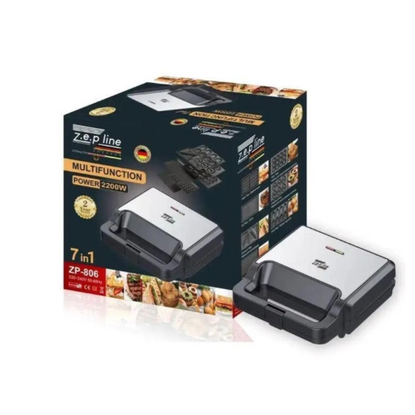 Вафельниця 7в1 Zepline ZP-806 2200W Мультимейкер зі змінними панелями для сендвічів пончиків гриль горішниця Вафельниця 7в1 Zepline ZP-806 2200W Мультимейкер зі змінними панелями для сендвічів пончиків гриль горішниця
