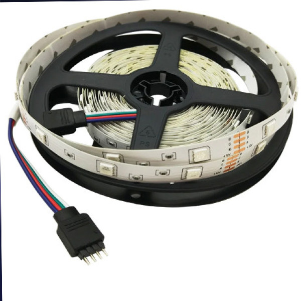 Светодиодная лента Led Strip RGB 5 м 2835 силиконовая с пультом и переходником светодиодное освещение