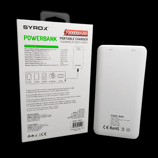 Повербанк 20000 мАч SYRОX PB107 с micro-USB/Type-C внешний аккумулятор для зарядки телефона Повербанк 20000 мАч SYRОX PB107 с micro-USB/Type-C внешний аккумулятор для зарядки телефона