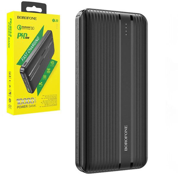 Портативный внешний аккумулятор  BJ9 10000 mAh чорный Power bank зарядное устройство повербанк usb Type-C