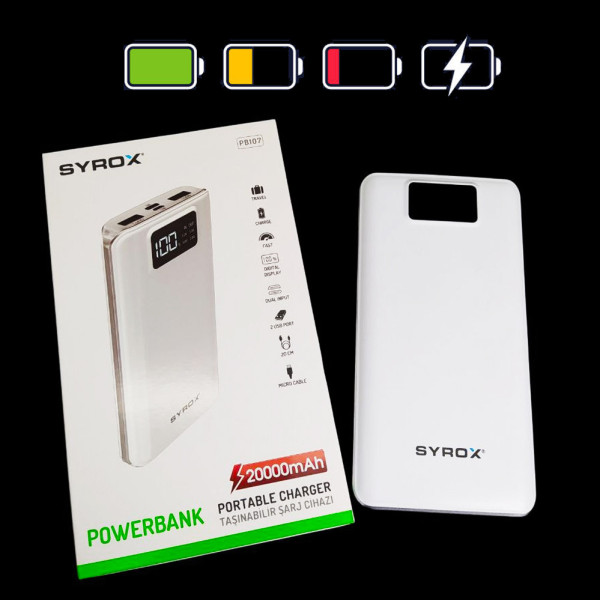 Повербанк 20000 мАч SYRОX PB107 с micro-USB/Type-C внешний аккумулятор для зарядки телефона
