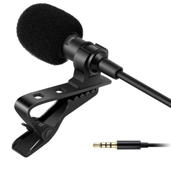 Микрофон петличный для записи звука Петличка блогерская для смартфона Mic M-01 jack 3.5 мм с клипсой стерео