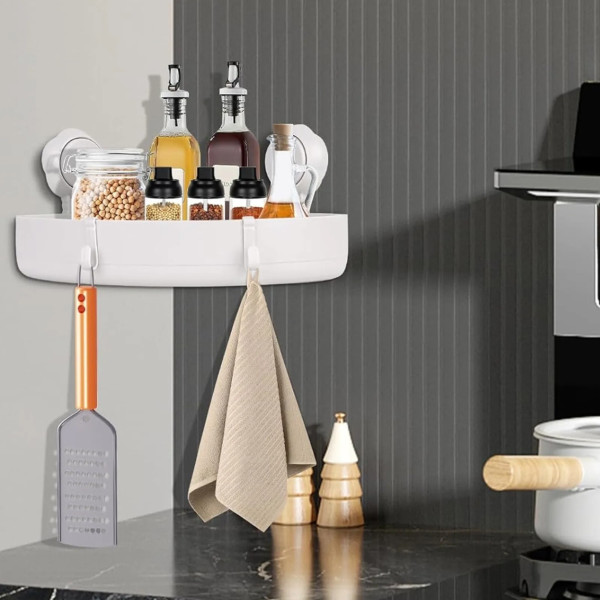 Полка угловая настенная на присосках для хранения многофункциональная на стену​​​​​​​ в ванную и на кухню