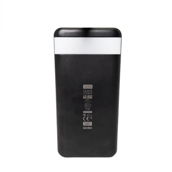 Повербанк QC60 60000 мАч Powerbank для зарядки телефона мощный Lightning Type-C Micro USB с фонариком