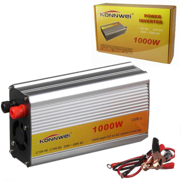 Преобразователь напряжения от аккумулятора KONNWEI 1000W инвертор автомобильный 24V-220V