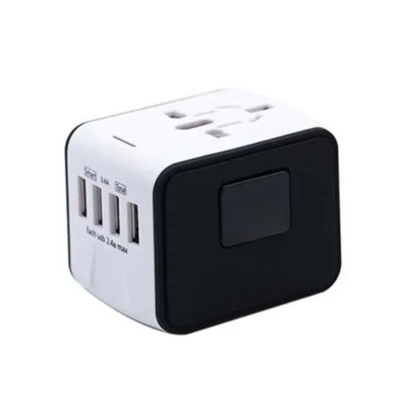 Универсальный сетевой адаптер для путешествий Adapter Travel Переходник для всех типов розеток USB Белый