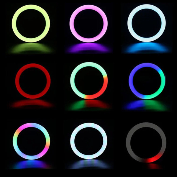 Кольцевая светодиодная цветная лампа RGB LED MJ33 Набор для блогера селфи кольцо со штативом 33 см