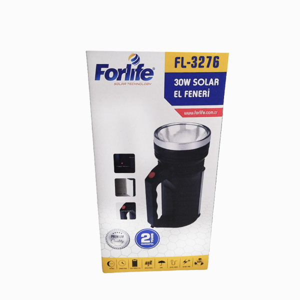 Фонарь ручной на солнечной батарее Forlife аккумуляторный FL-3276 фонарик светодиодный 30W Фонарь ручной на солнечной батарее Forlife аккумуляторный FL-3276 фонарик светодиодный 30W