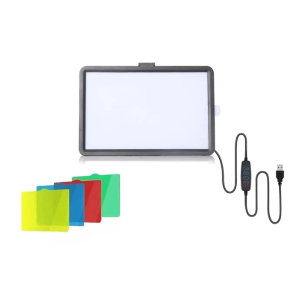 Прямоугольная LED лампа видеосвет Ring Fill Light 19х12.5см светодиодная с цветными фильтрами для фото видео